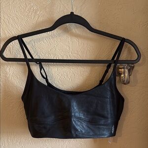 Black Leather Crop Top